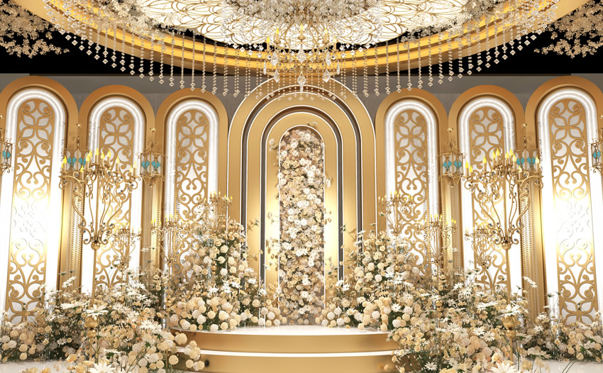 新平香槟色调婚礼堂效果展示